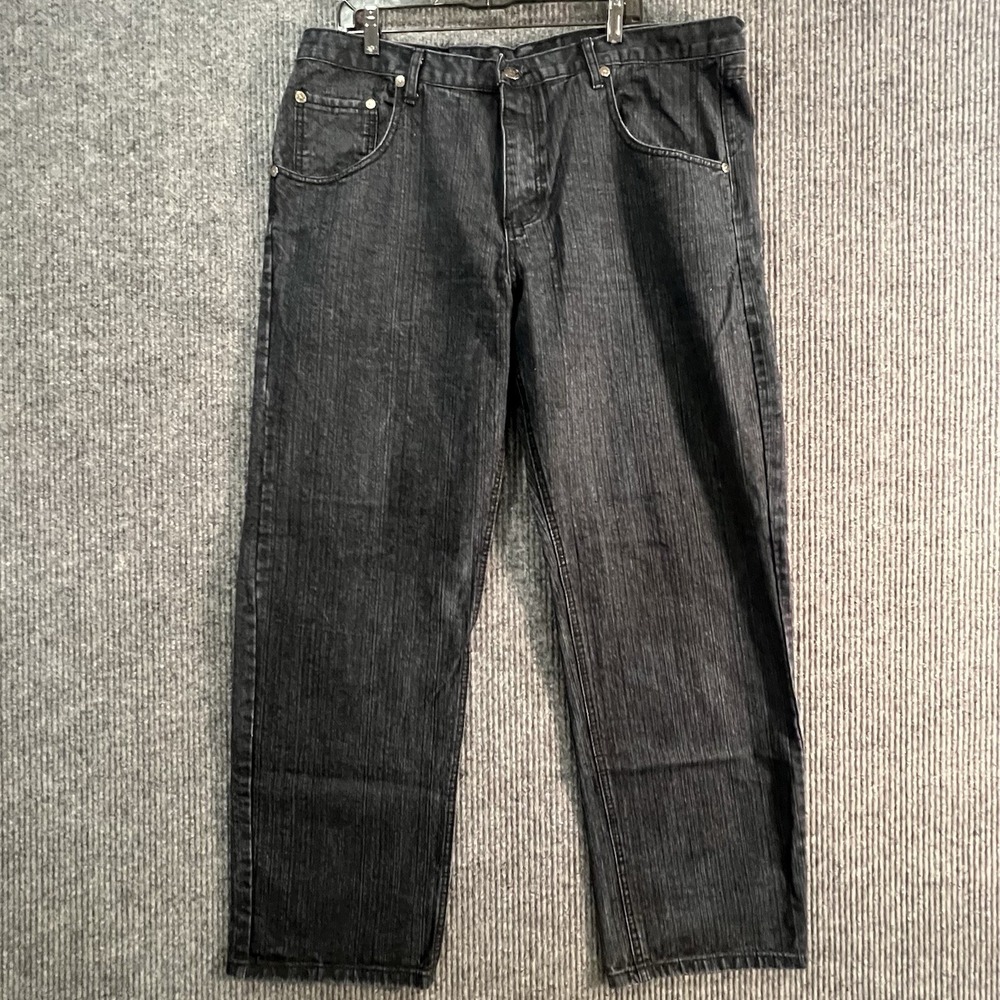 Vintage Pag Collection Denim Jeans Mens 42x32 Black Wide Leg Regular Fit